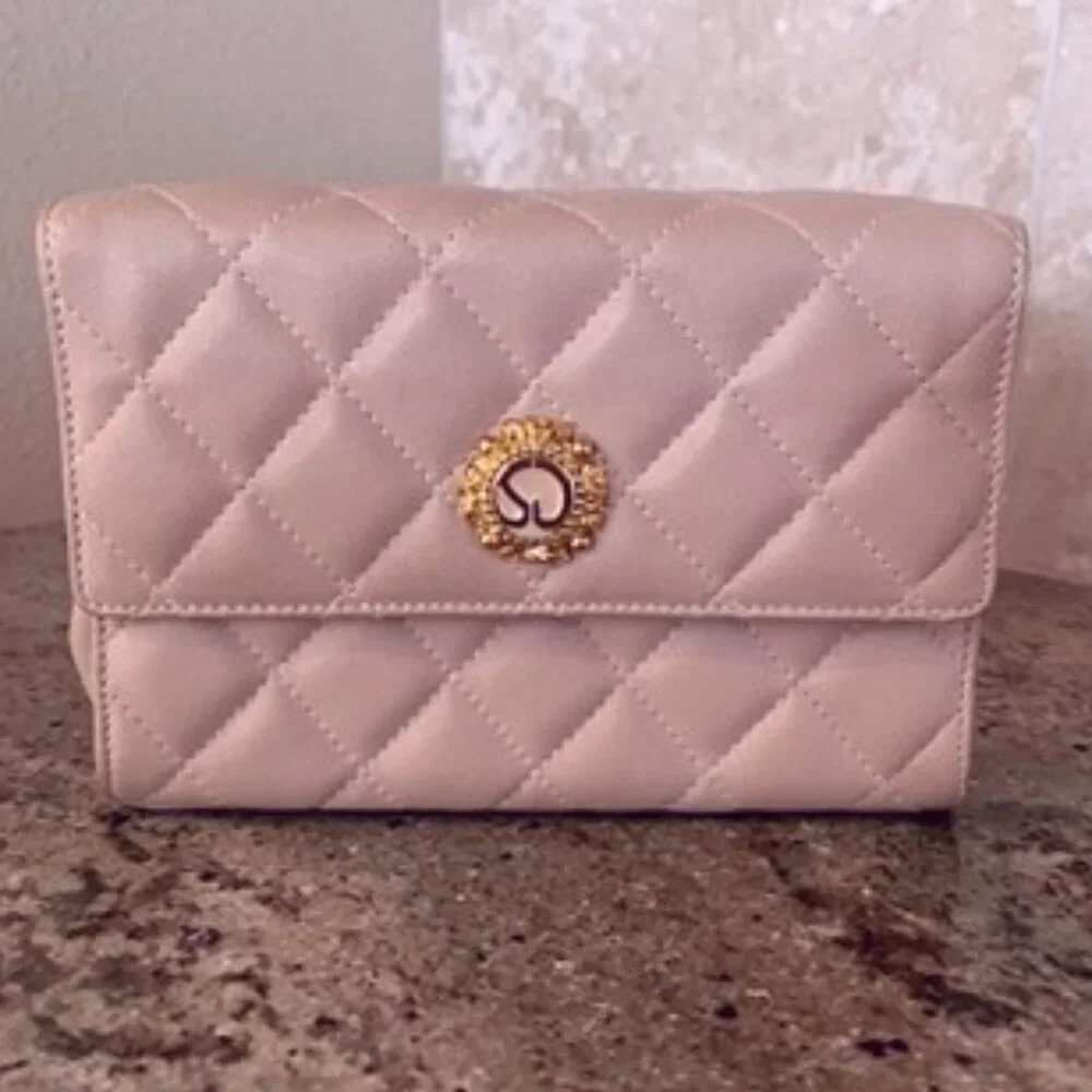 St John Collection Leather Crossbody/Clutch Quilted Handbag-Cream - Picture 2 of 10